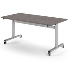 Load image into Gallery viewer, Core 1600mm Flip Top Table in Grey  Oak with Silver Frame
