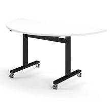 Load image into Gallery viewer, Core Semi Circle Flip Top Desk in White with Black Legs
