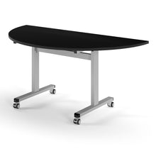 Load image into Gallery viewer, Core Semi Circle Flip Top Desk in Black with Silver Legs

