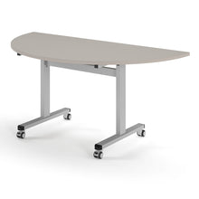 Load image into Gallery viewer, Core Semi Circle Flip Top Desk in Light Grey with Silver Legs
