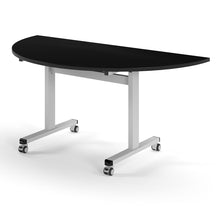 Load image into Gallery viewer, Core Semi Circle Flip Top Desk in Black with White Legs
