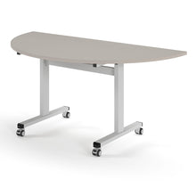 Load image into Gallery viewer, Core Semi Circle Flip Top Desk in Light Grey with White Legs
