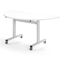 Load image into Gallery viewer, Core Semi Circle Flip Top Desk in White with White Legs
