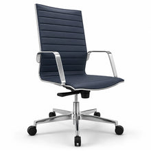 Load image into Gallery viewer, Porto Night Blue Leather Desk Chair (Front)
