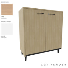 Load image into Gallery viewer, Vero Low Office Cabinet in Oak finish with Grey Legs
