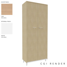 Load image into Gallery viewer, Vero Full Height Storage Cabinet in Oak Finish with White Legs
