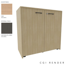 Load image into Gallery viewer, Vero Low Office Cabinet in Oak and Anthracite finish with Standard Feet

