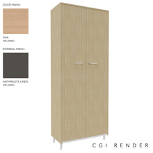 Load image into Gallery viewer, Vero Full Height Storage Cabinet in Oak and Anthracite Finish with White Legs
