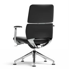 Load image into Gallery viewer, Rune Black Leather &amp; Chrome Executive Office Chair Rear View
