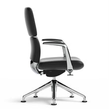 Load image into Gallery viewer, Rune Black Leather &amp; Chrome Executive Office Chair Side View

