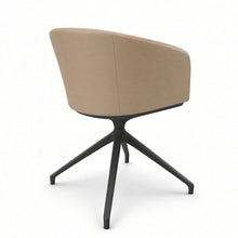 Load image into Gallery viewer, Rune Desk Chair (No Wheels), Anthracite Base with Dark Beige Genuine Leather (Rear View)
