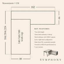 Load image into Gallery viewer, Symphony Corner Desk Dimensions Diagram
