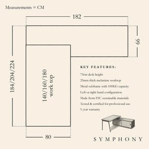 Symphony Corner Desk Dimensions Diagram