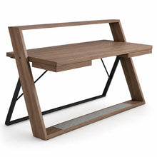 Load image into Gallery viewer, Tresta Large Walnut Home Office Desk with Drawers (Front Angled)
