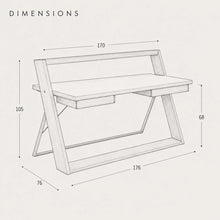 Load image into Gallery viewer, Tresta Home Office Desk Measurement Diagram
