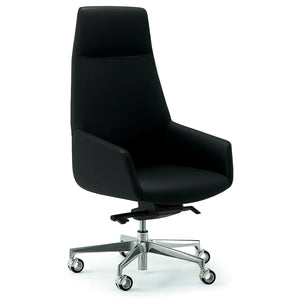 Vela Black Leather Office Chair (Front)