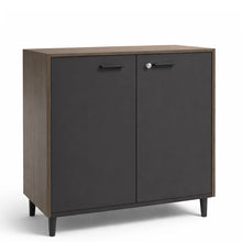 Load image into Gallery viewer, Vero Low Office Cabinet in Eucalyptus and Shadow Grey finish with Grey Legs
