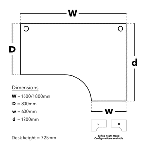 Corner Wire Management Desk Dimensions