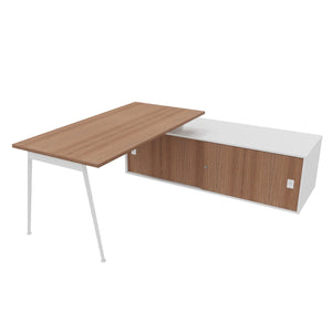 Symphony 160 Corner Desk American Walnut & White