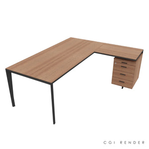 Auren 200 Corner Desk Right Hand American Walnut & Grey