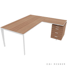 Load image into Gallery viewer, Auren 180 Corner Desk Right Hand American Walnut &amp; White

