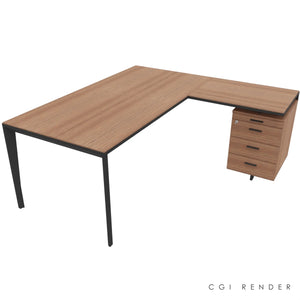 Auren 180 Corner Desk Right Hand American Walnut & Grey
