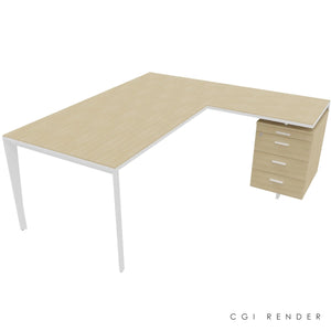 Auren 180 Corner Desk Right Hand Oak & White