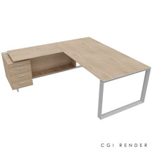 Load image into Gallery viewer, Bossi Corner Desk 210 Left Hand Elm &amp; Chrome
