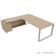 Load image into Gallery viewer, Bossi Corner Desk 230 Left Hand Elm &amp; Chrome

