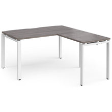 Load image into Gallery viewer, Adaptive Grey Oak L Shaped Desk White Legs
