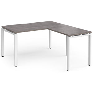 Adaptive Grey Oak L Shaped Desk White Legs