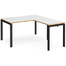 Load image into Gallery viewer, Adaptive White &amp; Oak L Shaped Desk Black Legs
