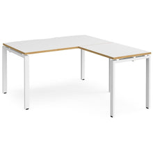 Load image into Gallery viewer, Adaptive White &amp; Oak L Shaped Desk White Legs 
