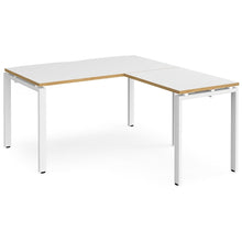 Load image into Gallery viewer, Adaptive White &amp; Oak L Shaped Desk White Legs 
