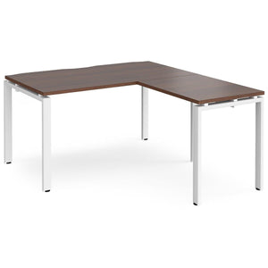 Adaptive Walnut L Shaped Desk White Legs