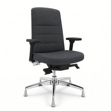 Load image into Gallery viewer, Alto swivel office chair without wheels in anthracite dark grey fabric with chrome 5 star base, 3d armrests and fixed feet
