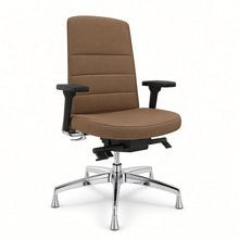 Load image into Gallery viewer, Alto swivel office chair without wheels in hazel brown fabric with chrome 5 star base, 3d armrests and fixed feet
