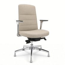 Load image into Gallery viewer, Alto swivel office chair without wheels in sand beige fabric with chrome 5 star base and fixed feet
