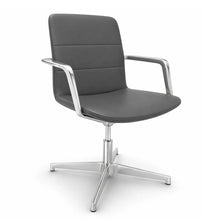 Load image into Gallery viewer, Aura Leather Executive Chair Without Wheels - Anthracite with Chrome Base
