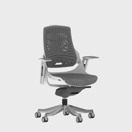 Adaptive White and Grey Polymer Ergo Chair No Headrest 360 Video
