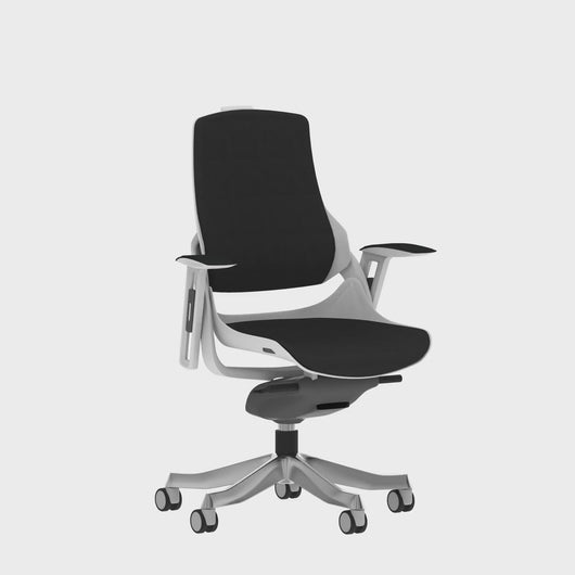 Adaptive White & Black Fabric Ergo Chair No Headrest 360 Video