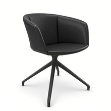 Load image into Gallery viewer, Rune Desk Chair (No Wheels), Anthracite Base with Black Genuine Leather 
