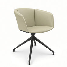 Load image into Gallery viewer, Rune Desk Chair (No Wheels), Anthracite Base with Warm Ivory Genuine Leather 
