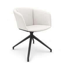 Load image into Gallery viewer, Rune Desk Chair (No Wheels), Anthracite Base with White Genuine Leather 

