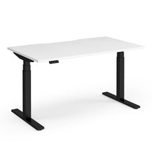 Load image into Gallery viewer, Spire Height Adjustable Desk in White Finish with Black Legs
