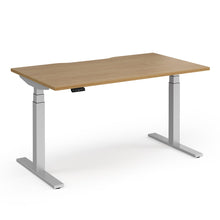 Load image into Gallery viewer, Spire Height Adjustable Desk in Oak Finish with Silver Legs

