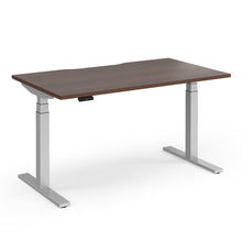 Load image into Gallery viewer, Spire Height Adjustable Desk in Walnut Finish with Silver Legs
