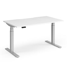 Load image into Gallery viewer, Spire Height Adjustable Desk in White Finish with Silver Legs
