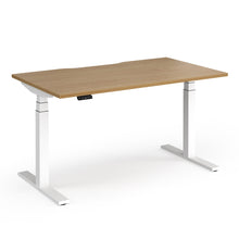 Load image into Gallery viewer, Spire Height Adjustable Desk in Oak Finish with White Legs
