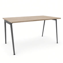 Load image into Gallery viewer, Symphony Office Desk in Elm Finish with Shadow Grey Metal Legs
